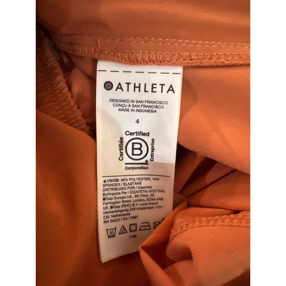 Athleta Orange Midi Skirt‎ Drawstring Waist Pockets Size 4 Women's - Picture 3 of 5